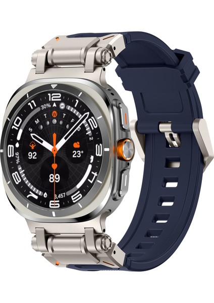 Samsung Galaxy Watch Ultra 47MM Saat Kayışı Yumuşak Tpu Ayarlanabilir Bilek Kayışı-Titanyum+Mavi (Yurt Dışından) modelleri