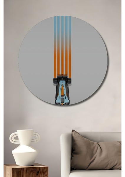 Fütüristik Yarış Arabası Dekoratif Ahşap Mdf Ev/işyeri Duvar Tablo Yuvarlak Ev/işyeri Duvar Tablo