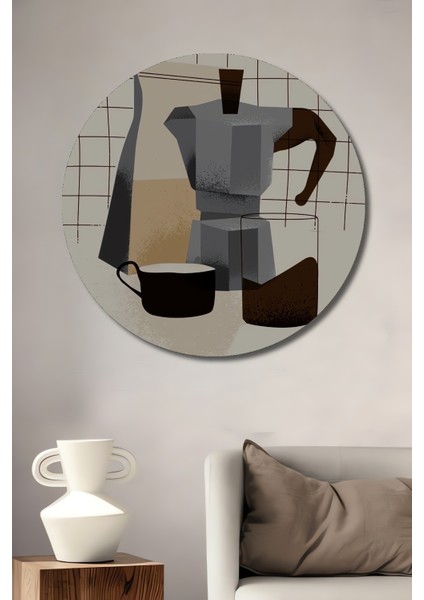 Kahve Tutkusu Dekoratif Ahşap Mdf Ev/işyeri Duvar Tablo Yuvarlak Ev/işyeri Duvar Tablo