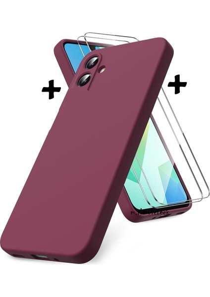 Samsung Galaxy A07 Kılıf Kamera Korumalı Yumuşak Renkli Silikon + 9h Ekran Koruyucu Cam 2in1 Set