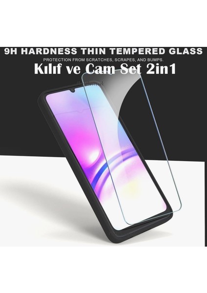 Samsung Galaxy A07 Kılıf Kamera Korumalı Yumuşak Renkli Silikon + 9h Ekran Koruyucu Cam 2in1 Set fiyatları