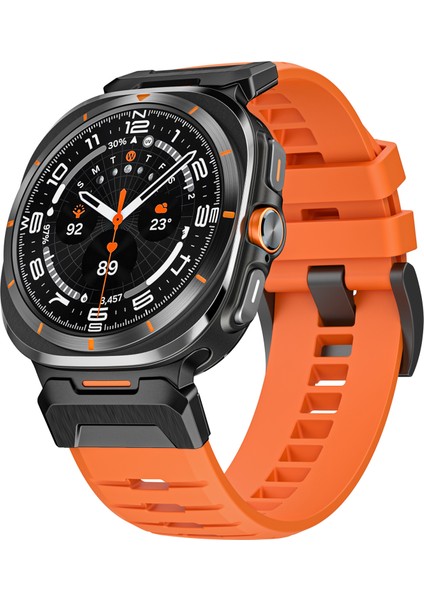 Samsung Galaxy Watch Ultra 47MM Fluorubber Kayış Yedek Spor Saat Bandı - Turuncu/siyah Konnektör (Yurt Dışından) modelleri