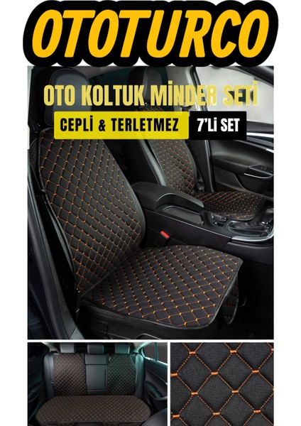 Terletmez Ergonomik Ototurco Koltuk Kılıfı-Minderi (7 Parça) - 5 Koltuk Araç Tam Set