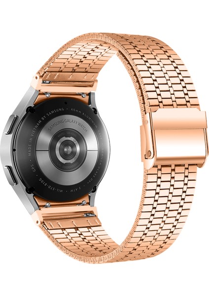 Samsung Galaxy Watch7 44MM 40MM Saat Kayışı 7 Boncuklu Paslanmaz Çelik Bilek Kayışı - Gül Altın (Yurt Dışından)