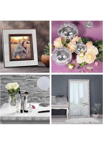 1 Rulo Gümüş Renk Aynalı Mozaik Taşlı Dekor Bant Yapışkanlı Kare Cam Ayna Taş Parti Süsleme Bandı fiyatları