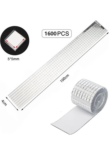 1 Rulo Gümüş Renk Aynalı Mozaik Taşlı Dekor Bant Yapışkanlı Kare Cam Ayna Taş Parti Süsleme Bandı modelleri