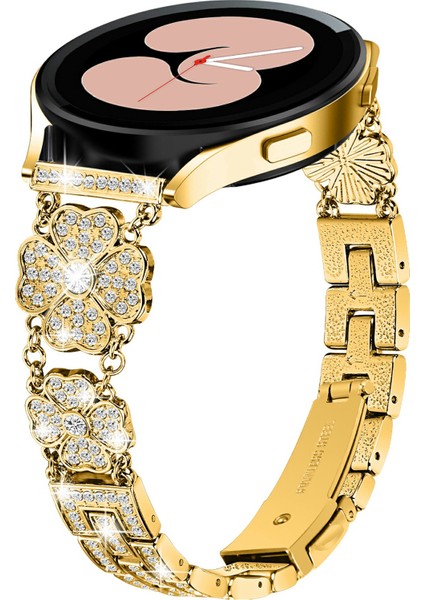 Samsung Galaxy Watch7 44MM/40MM Saat Kayışı Dört Yapraklı Yonca Yapay Elmas Dekorlu Akıllı Saat Kayışı-Altın (Yurt Dışından) fiyatları