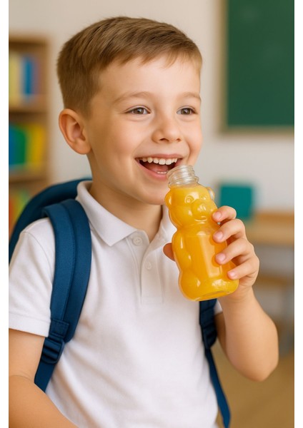 20 Adet Ayıcık Şişe – Turuncu Kapaklı, Okul ve Piknik Için Eğlenceli Çocuk Meyve Suyu Şişesi 250 ml fırsatları