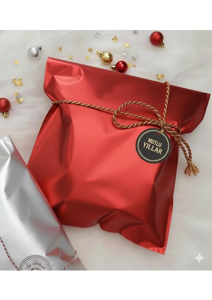 Hediye Paketi 5 Adet 40X60 Büyük Boy Kırmızı Hazır Yapışkanlı Hediye Poşeti (Kazak,sweatshirt Uygun)