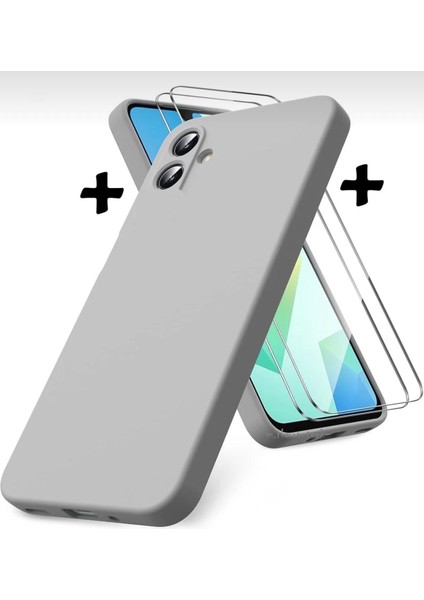 Samsung Galaxy A07 Kılıf Kamera Korumalı Yumuşak Renkli Silikon + 9h Ekran Koruyucu Cam 2in1 Set