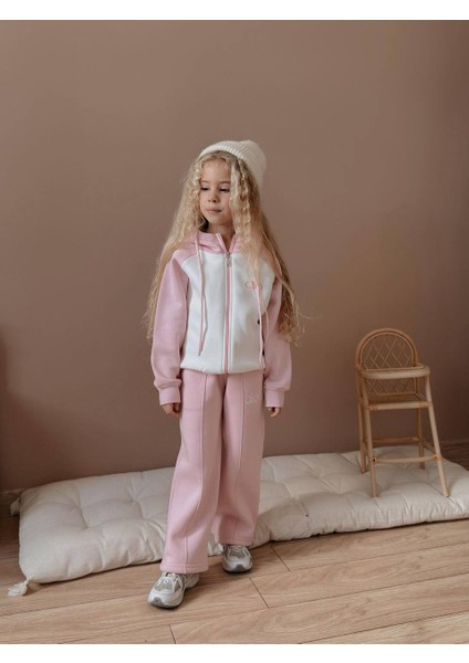 Kız Çocuk Blok Renkli Fermuarlı Sweatshirtli Kışlık Takım fiyatları