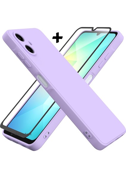 Samsung Galaxy A07 Kılıf Kamera Korumalı Yumuşak Renkli Silikon + 9h Ekran Koruyucu Cam 2in1 Set