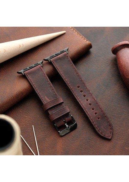 Apple Watch Elit Seri 44-45-46-49(Ultra) Uyumlu Deri Kordon