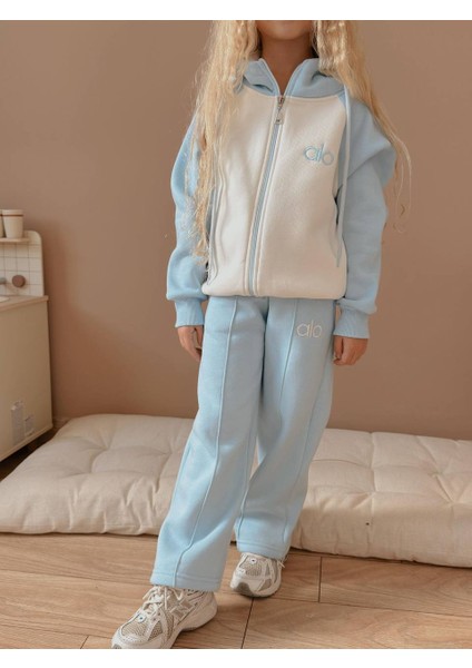 Kız Çocuk Blok Renkli Fermuarlı Sweatshirtli Kışlık Takım fiyatları