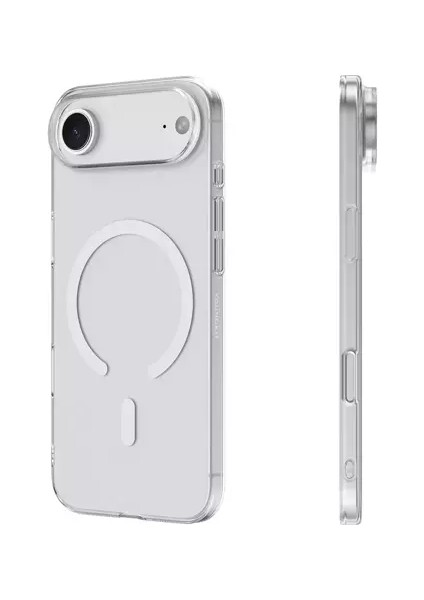 Iphone 17 Air Uyumlu Kılıf M-Safe Şarj Özellikli Arka Kapak Kapak Şeffaf