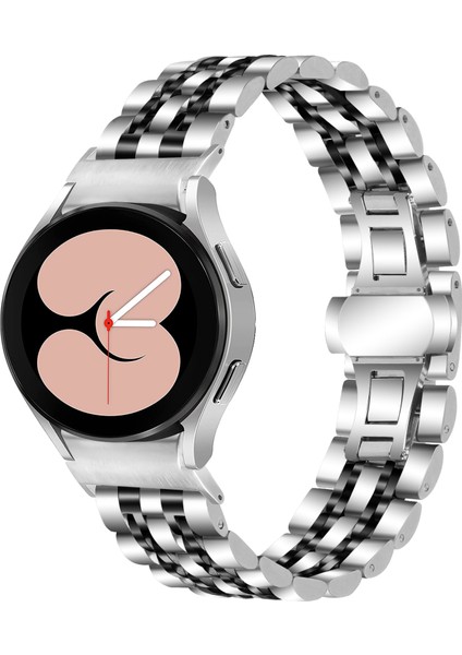 Samsung Galaxy Watch7 44MM 40MM Metal Saat Kayışı 7 Boncuklu Hızlı Çıkarma Bağlantılı Kayış - Gümüş + Siyah (Yurt Dışından) fiyatları
