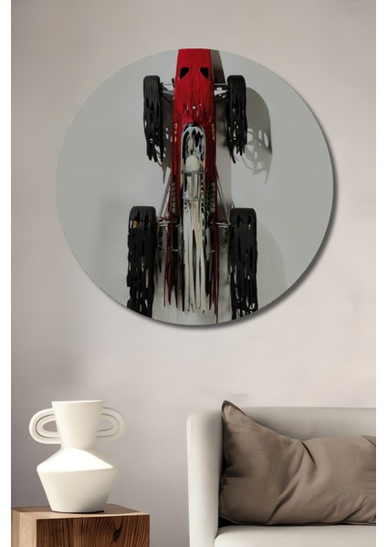 Yarış Arabası Dekoratif Ahşap Mdf Ev/işyeri Duvar Tablo Yuvarlak Ev/işyeri Duvar Tablo