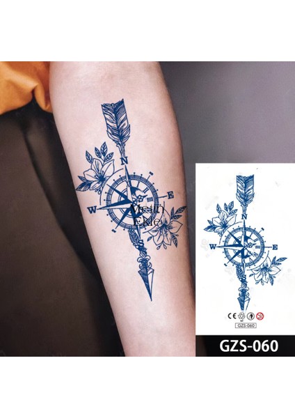 1 Aylık Gerçekci Pusula Dövme Geçici Tattoo Boyun Kol Bacak Yapıştırma Etiket
