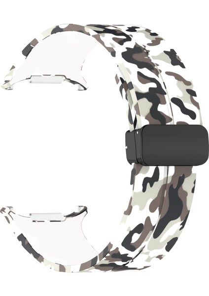 Samsung Galaxy Watch Ultra 47MM Saat Kayışı Kamuflaj Desenli Silikon Kayış ve Manyetik Toka - Beyaz (Yurt Dışından) modelleri