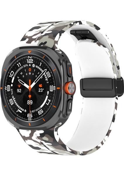 Samsung Galaxy Watch Ultra 47MM Saat Kayışı Kamuflaj Desenli Silikon Kayış ve Manyetik Toka - Beyaz (Yurt Dışından) indirimleri