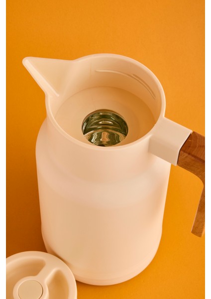 Sakura Nordic Bambu Saplı Cam Vakumlu Termos 1000 ml Krem fırsatları