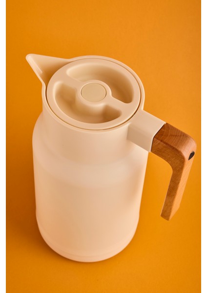 Sakura Nordic Bambu Saplı Cam Vakumlu Termos 1000 ml Krem indirimleri