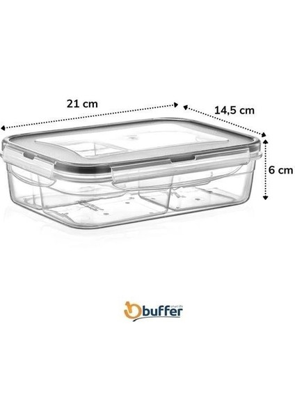 Buffer® 4 Bölmeli Sızdırmaz Contalı Kilitli Kapaklı 1 Litre Erzak Saklama Kabı -LC520 modelleri