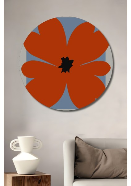 Botanik Çiçek Desenli Dekoratif Ahşap Mdf Ev/işyeri Duvar Tablo Yuvarlak Ev/işyeri Duvar Tablo