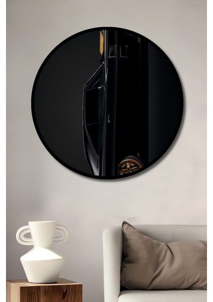 Çerçeve Görünümlü Kara Araba Ahşap Mdf Dekoratif Işyeri Duvar Tablo Yuvarlak Işyeri Duvar Tablo