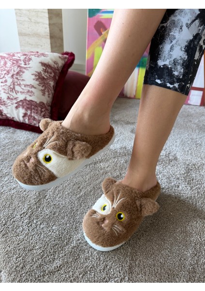 Kadın Süper Esnek Katlanabilir Taban Çok Yumuşak ve Hafif Kedi Desen Peluş Ev Terliği fırsatları