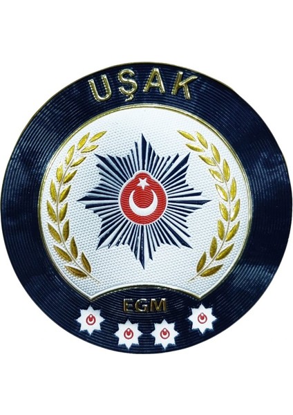 Uşak Polis Kol Arması 3D Plastik Tpu, Yeni Tip, Cırtlı, Standart Ölçü, 1.sınıf Kalite