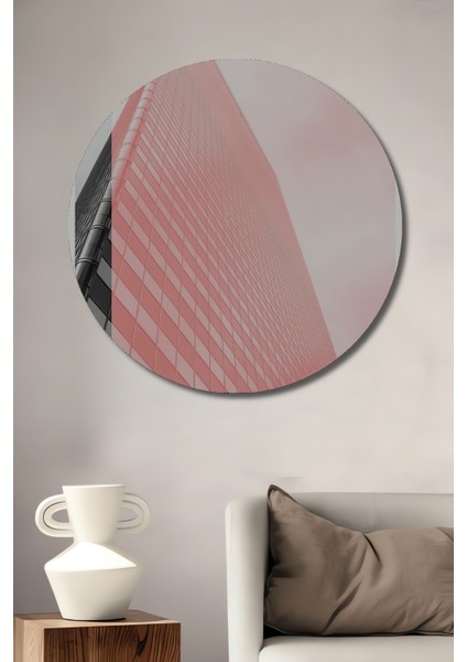 Modern Şehir Gökyüzü Ahşap Mdf Dekoratif Ev/işyeri Duvar Tablo Yuvarlak Ev/işyeri Duvar Tablo