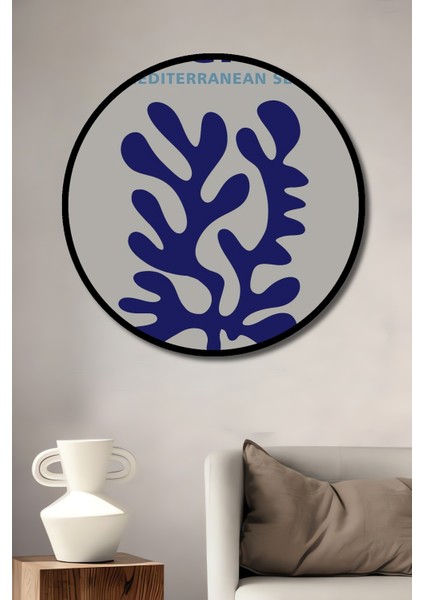 Çerçeve Görünümlü Sicilya Akdeniz Deniz Temalı Dekoratif Ahşap Mdf Tablo Yuvarlak Tablo