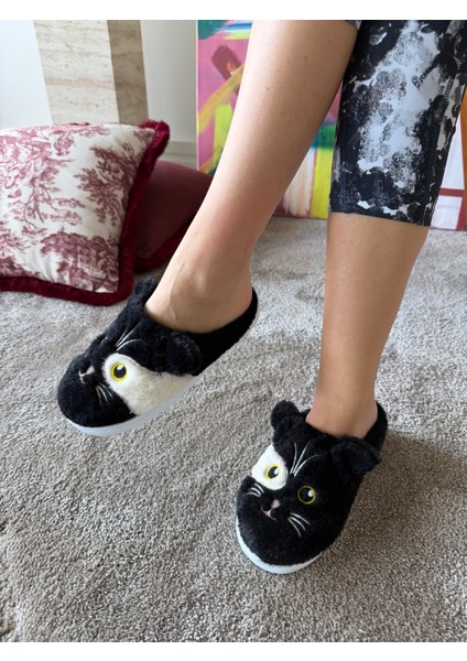 Kadın Süper Esnek Katlanabilir Taban Çok Yumuşak ve Hafif Kedi Desen Peluş Ev Terliği fırsatları