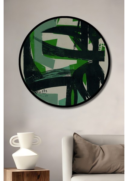 Çerçeve Görünümlü Soyut Sanat Dekoratif Ahşap Mdf Işyeri Duvar Tablo Yuvarlak Işyeri Duvar Tablo