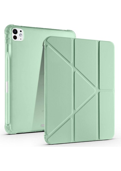 iPad Pro 11 2025 M5 Kılıf Zore Tri Folding Kalem Bölmeli Standlı Kılıf - Yeşil