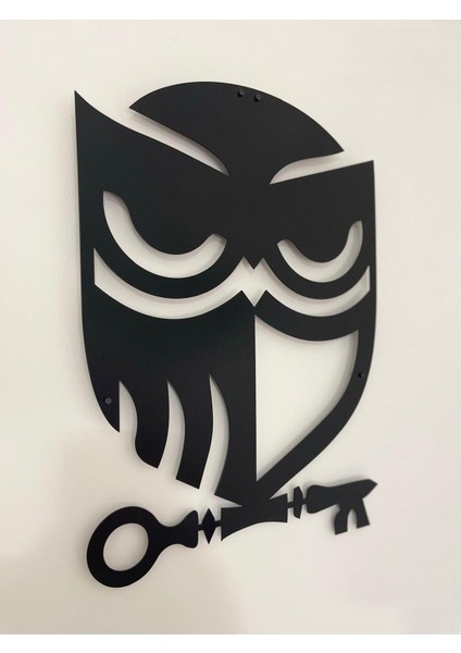 Baykuş ve Anahtar Temalı Metal Tablo | Modern Duvar Dekoru modelleri