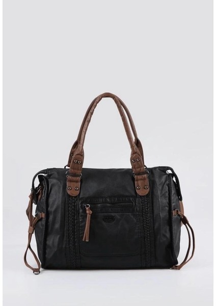 Muert Siyah Cilt Omuz Askılı El Çantası