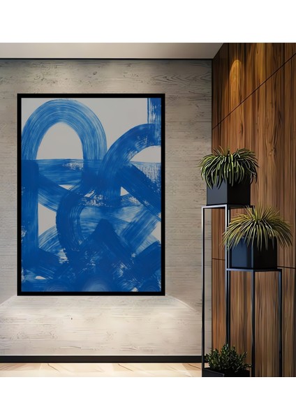 Çerçeve Görünümlü Mavi Soyut Sanat Ahşap Mdf Dekoratif Ev Duvar Tablo Dikdörtgen Ev Duvar Tablo
