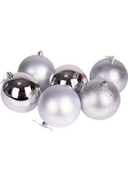 6'lı 6 cm Gümüş Top Yılbaşı Ağacı Süsü