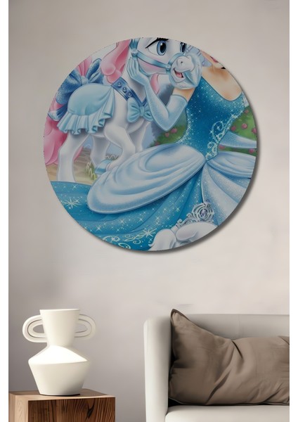 Sindirella Prenses Masal Ahşap Mdf Dekoratif Ev/işyeri Duvar Tablo Yuvarlak Ev/işyeri Duvar Tablo