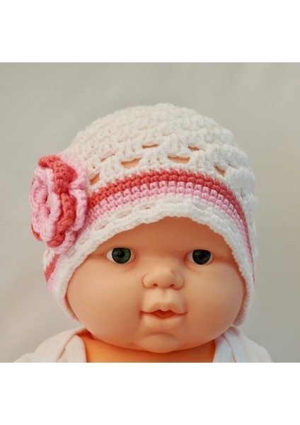 Pembe Çiçekli Tığ Işi Bebek Bere-Patik Takım fiyatları