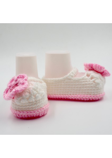Pembe Çiçekli Tığ Işi Bebek Bere-Patik Takım fırsatları