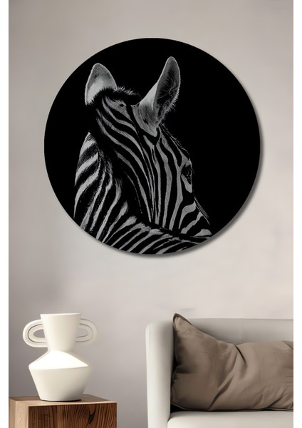 Zebra Ihtişamı Dekoratif Ahşap Mdf Ev/işyeri Duvar Tablo Yuvarlak Ev/işyeri Duvar Tablo