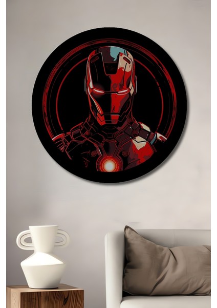 Iron Man Dekoratif Ahşap Mdf Ev/işyeri Duvar Tablo Yuvarlak Ev/işyeri Duvar Tablo