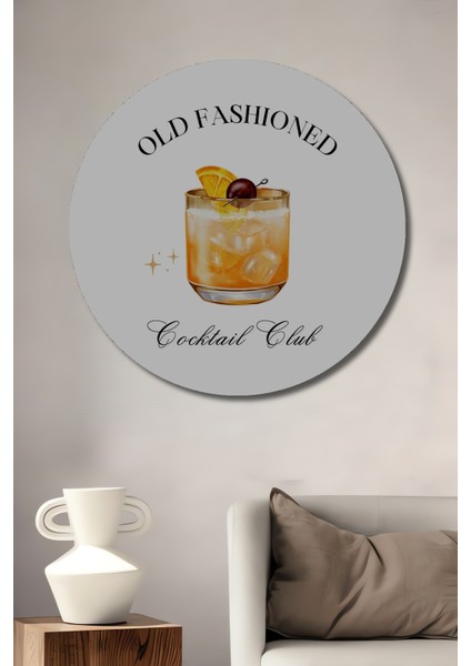 Old Fashioned Kokteyl Dekoratif Ahşap Mdf Ev/işyeri Duvar Tablo Yuvarlak Ev/işyeri Duvar Tablo
