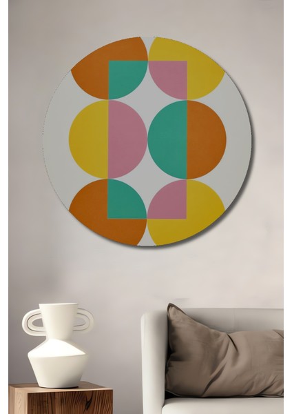 Renkli Geometrik Soyut Ahşap Mdf Dekoratif Ev/işyeri Duvar Tablo Yuvarlak Ev/işyeri Duvar Tablo