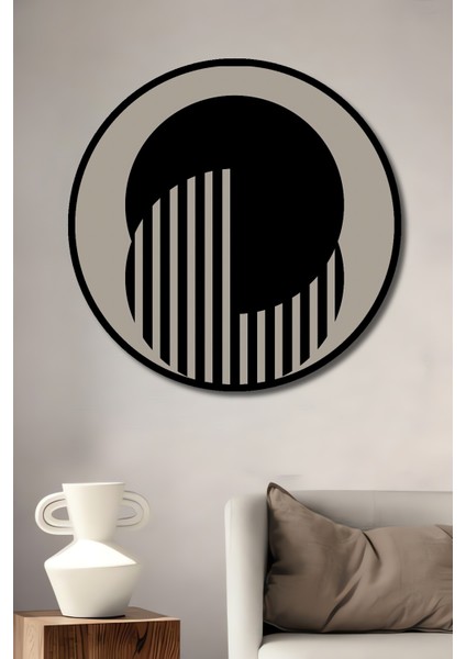 Çerçeve Görünümlü Bauhaus Modern Sanat Ahşap Mdf Dekoratif Ev Duvar Tablo Yuvarlak Ev Duvar Tablo