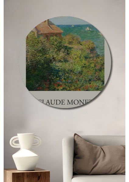 Monet Ahşap Mdf Dekoratif Ev/işyeri Duvar Tablo Yuvarlak Ev/işyeri Duvar Tablo