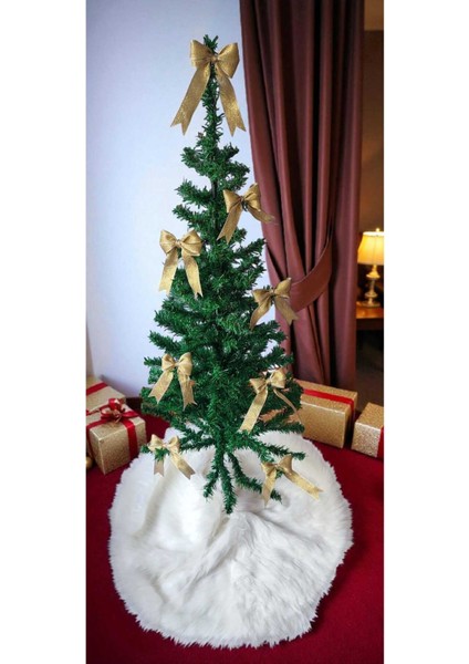 8 Adet Sarı, Simli Yılbaşı Çam Ağaçı Fiyonk Kurdele Yeni Yıl Noel Parti Dekorasyon Süsleri